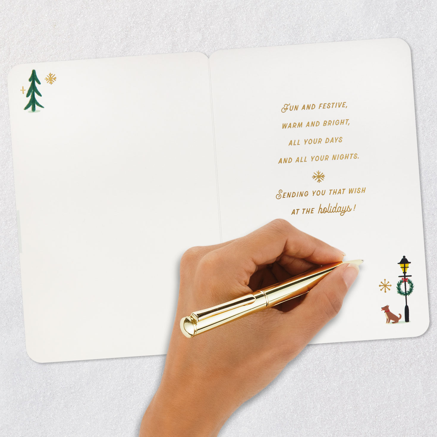 People in Winter Activities Happy Holidays Card Signing card image number 6