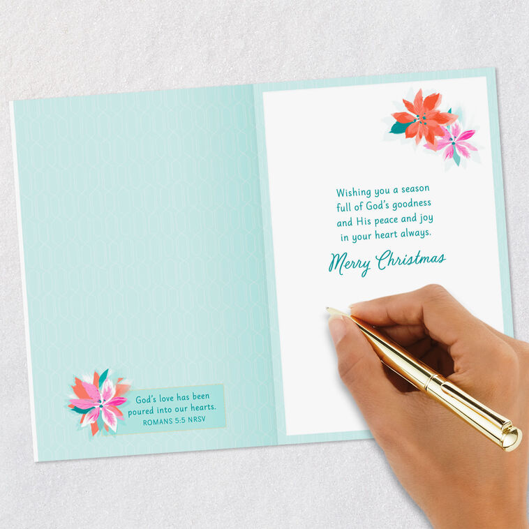 Poinsettias Religious Christmas Card for Aunt Signing card image number 7