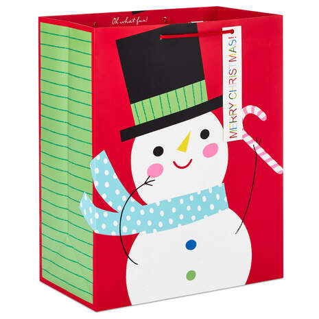 13" Snow Stripe Christmas Gift Bag, , large