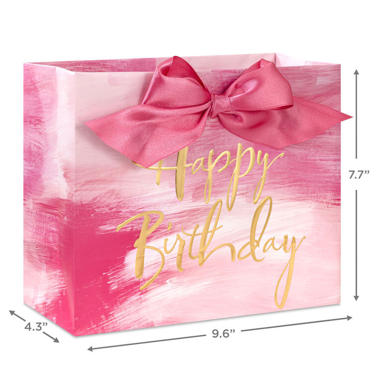 Gold Lettering on Pink Medium Birthday Gift Bag measurement image number 3