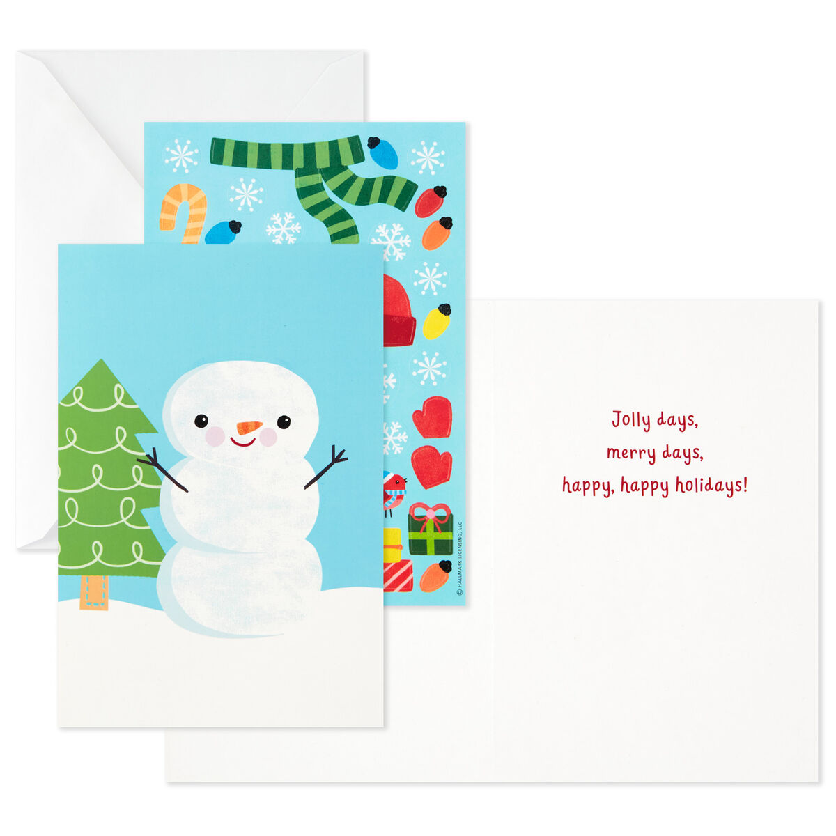 Jolly holidays santa christmas card Decorate-a-Snowman Kids Holiday Cards With Stickers, Pack of 12 - Boxed