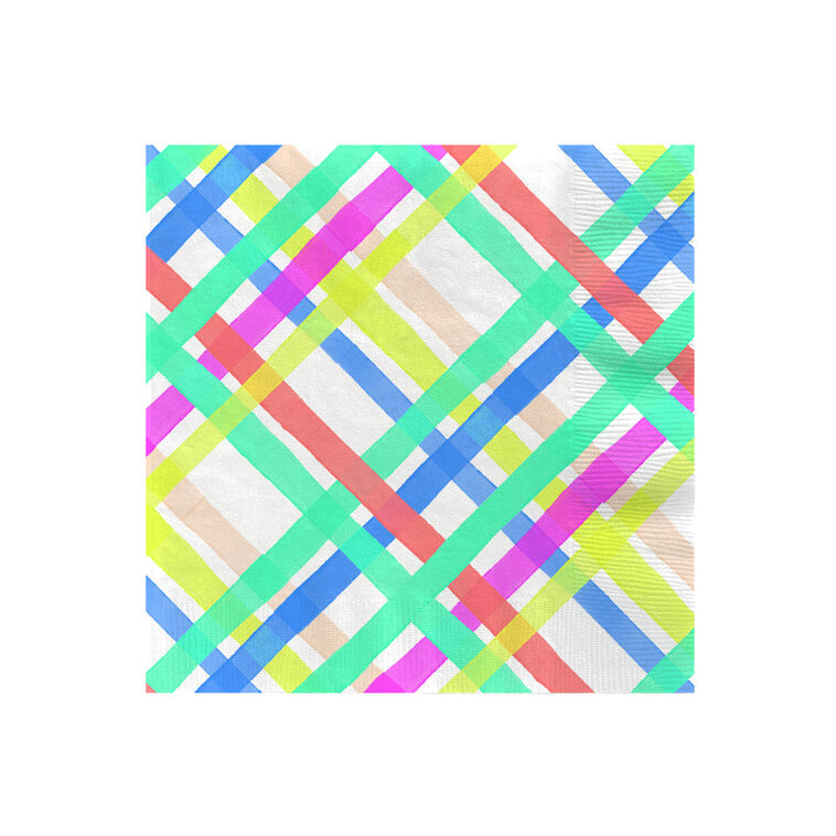 Bright Pastel Plaid Cocktail Napkins, Set of 16