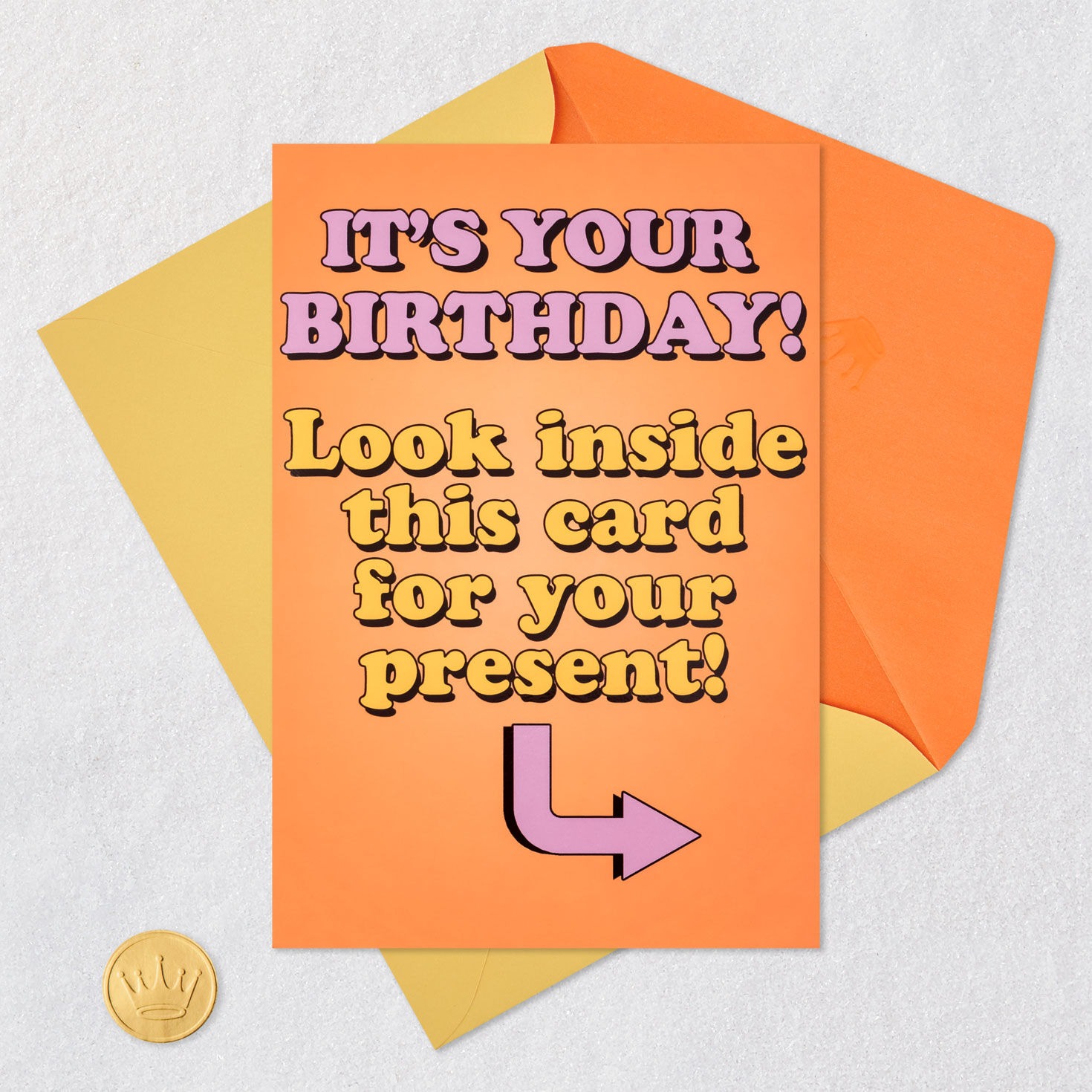 No Present Card Within a Card Funny Birthday Card Card Front with Envelope and Gold Seal image number 9