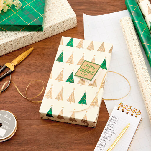 Gold and Green 3-Pack Christmas Wrapping Paper Assortment, 120 sq. ft., 