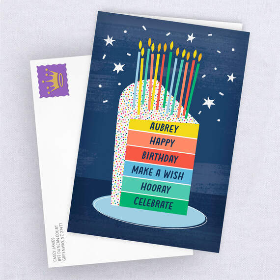 Personalized Fun and Colorful Cake Birthday Card, , large image number 4