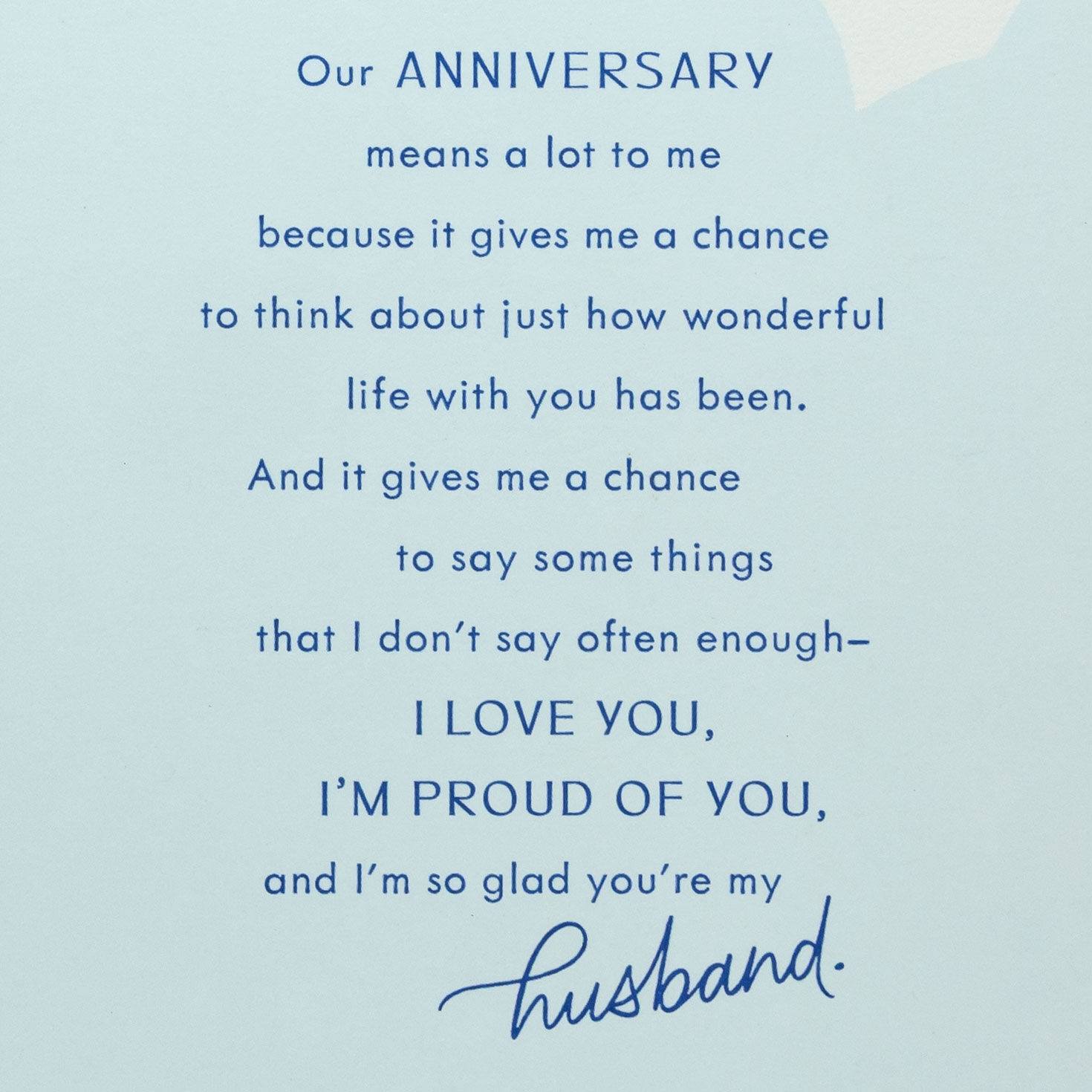 Blue Monstera Leaf Husband Anniversary Card sentiment image number 2