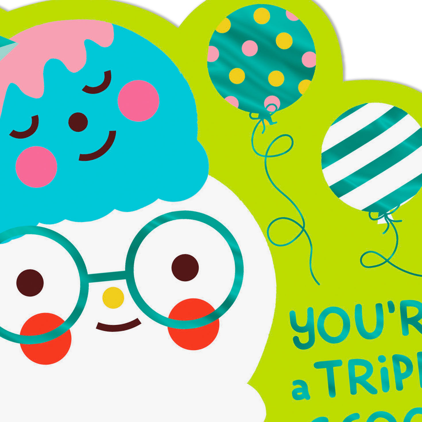 Triple Scoop Ice-Cream Cone Kids Birthday Card Card Front Detail image number 4