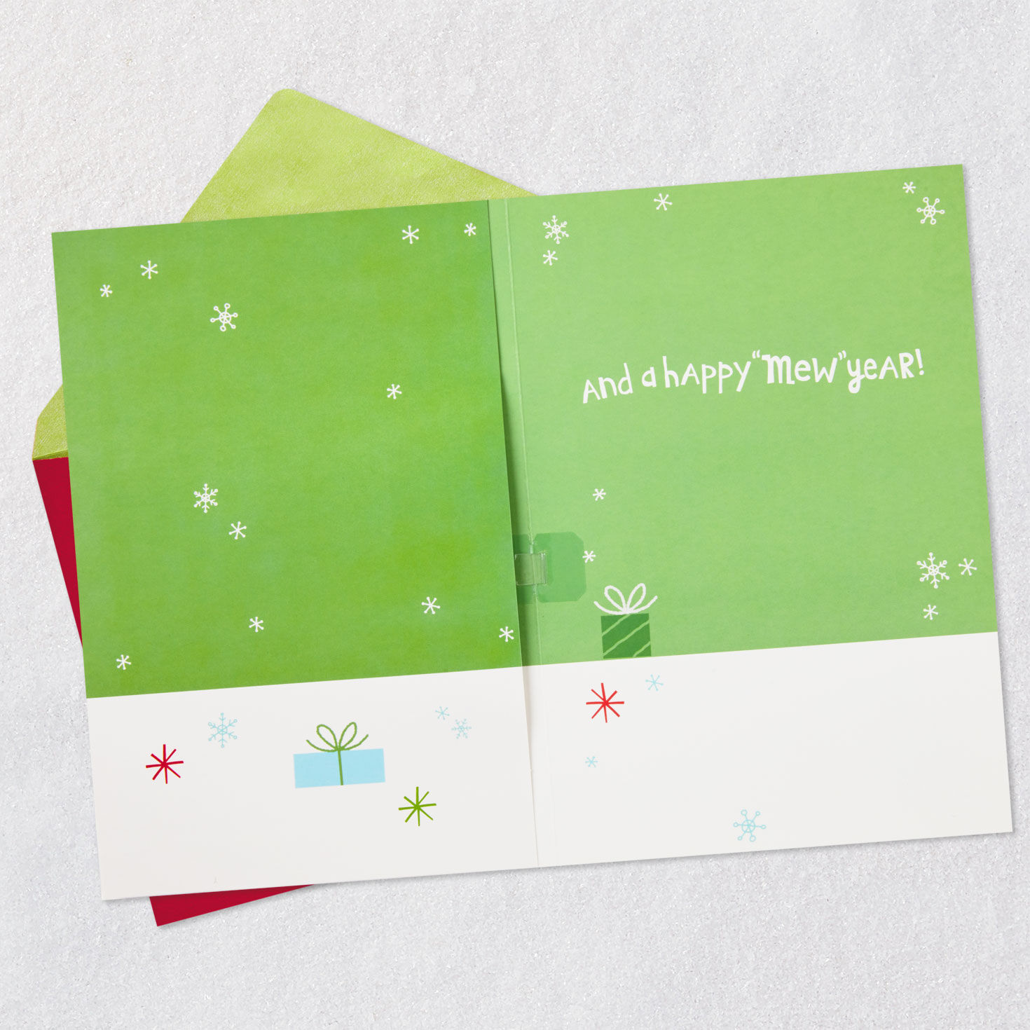 Cat in Green Wreath Musical Christmas Card Open Card with Envelope image number 3