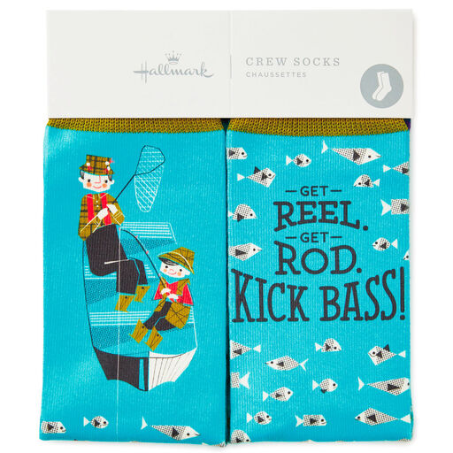 Kick Bass Fishing Toe of a Kind Novelty Crew Socks, 
