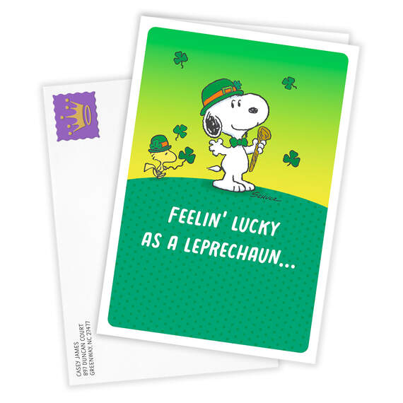 Peanuts® Snoopy Leprechaun Folded St. Patrick's Day Photo Card, , large image number 2