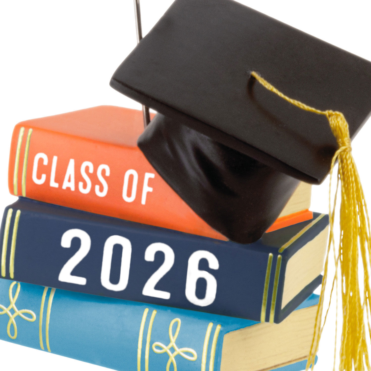 Graduation Cap and Books Christmas Ornament upclose view image number 5