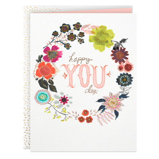 Flower Wreath Happy You Day Blank Card, 