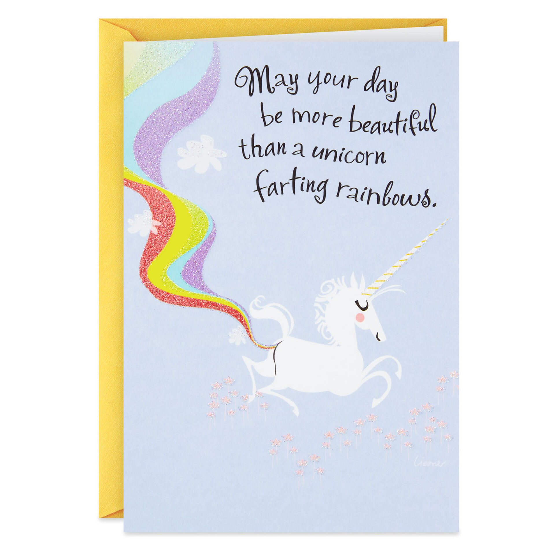 Unicorn Farting Rainbows Funny Birthday Card Greeting Cards