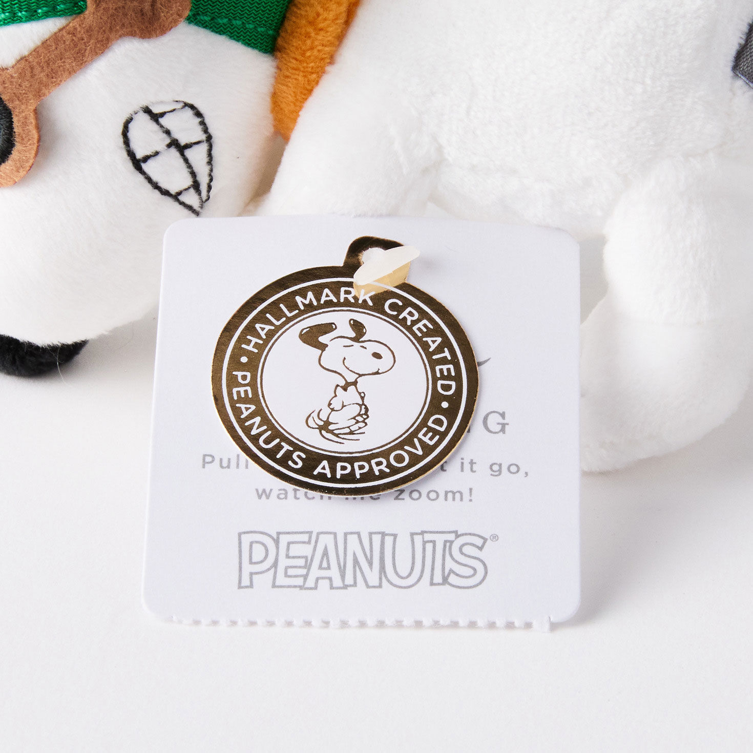 Peanuts Flying Ace Snoopy Pull-String Toy upclose detail tag image number 5