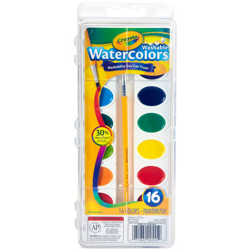 Crayola Washable Watercolors Paint Set, 16-Count, 