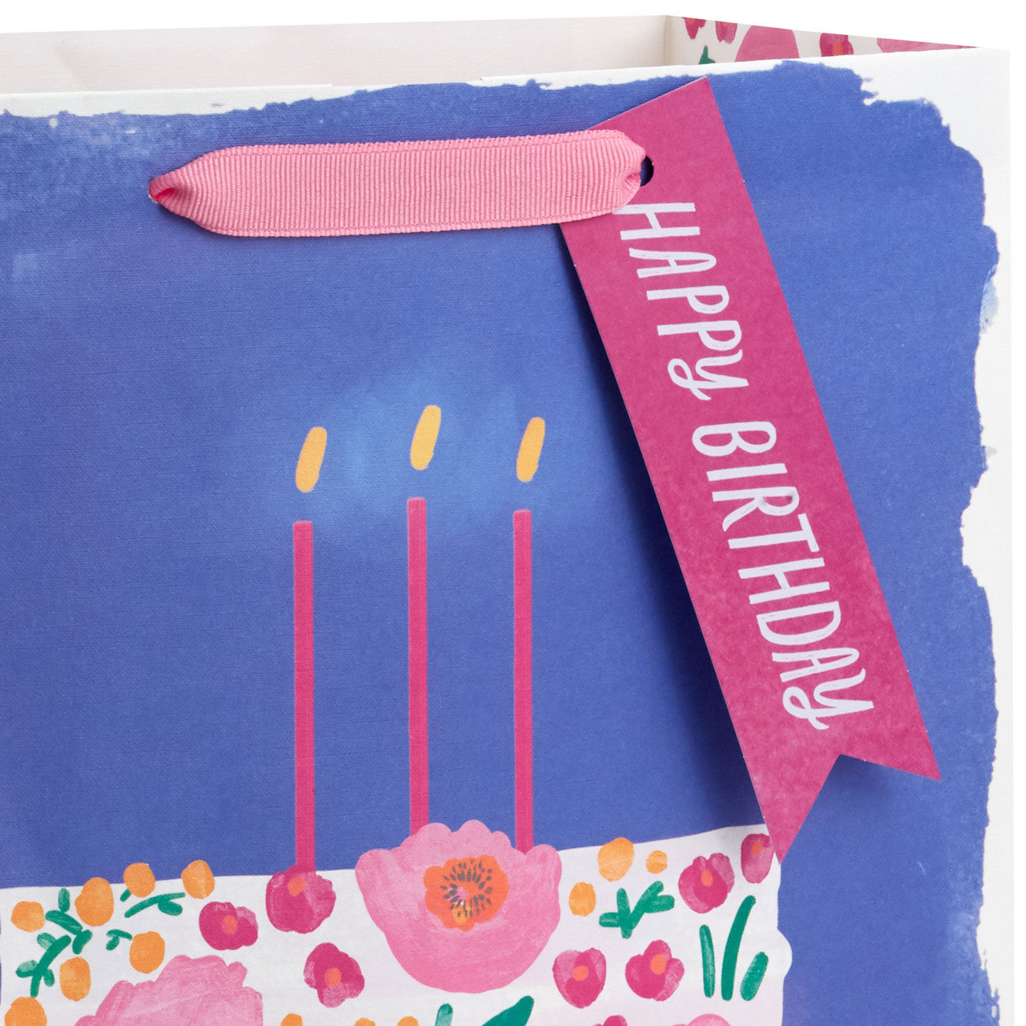13" Floral Cake on Blue Large Birthday Gift Bag for only USD 5.49 | Hallmark