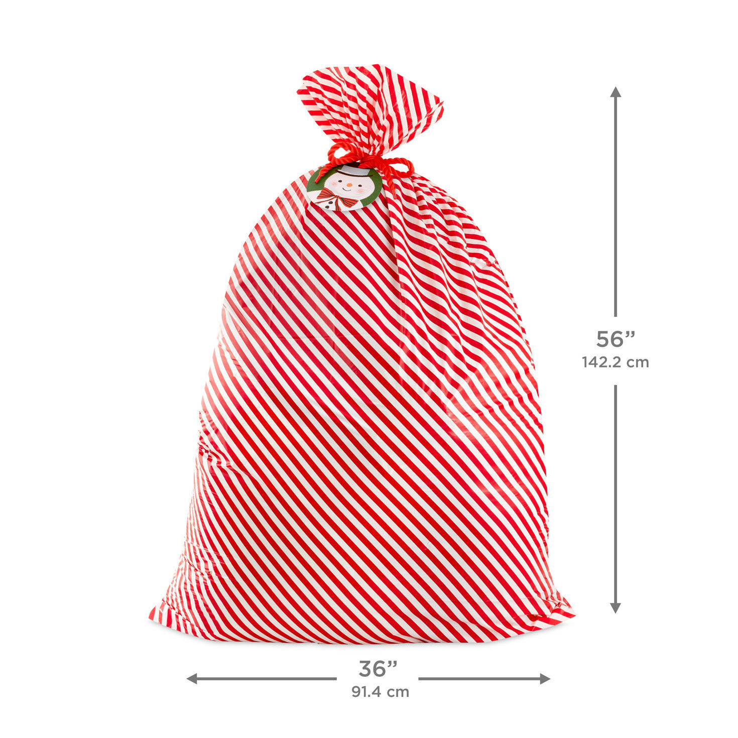 Snowman Plastic Christmas Gift Bag With Tag and Tie measurement image number 4