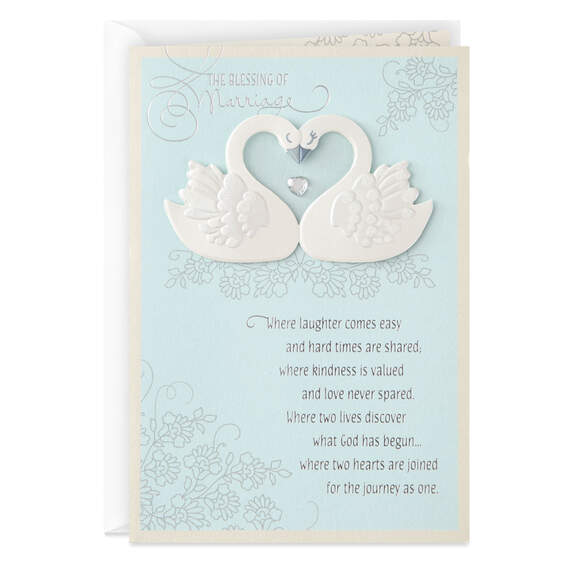 Two Hearts Joined for the Journey Religious Wedding Card, , large image number 1
