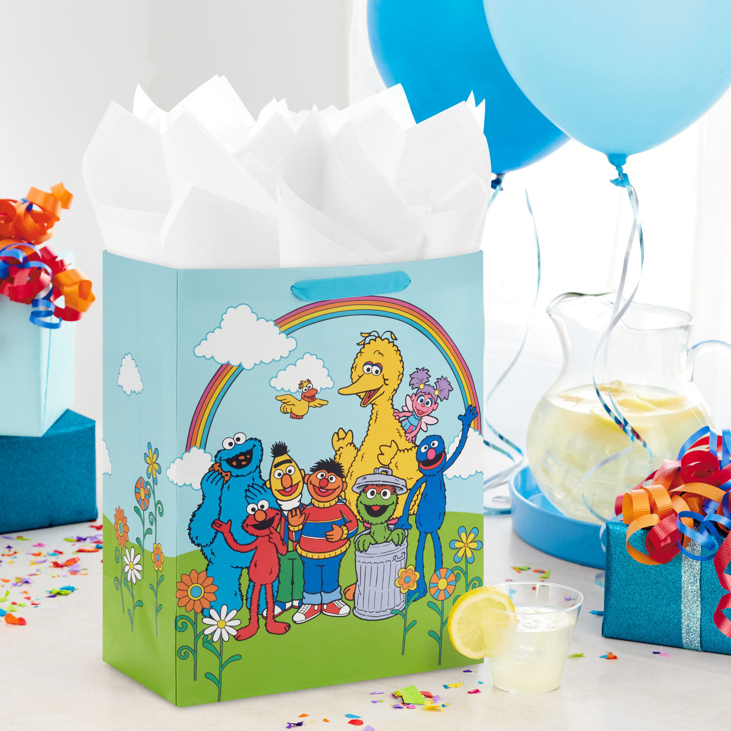 13" Sesame Street Friends Under Rainbow Large Gift Bag With Tissue Paper for only USD 6.99 | Hallmark
