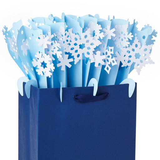 Blue With Snowflake Cutouts WonderFill Paper Gift Bag Topper, 