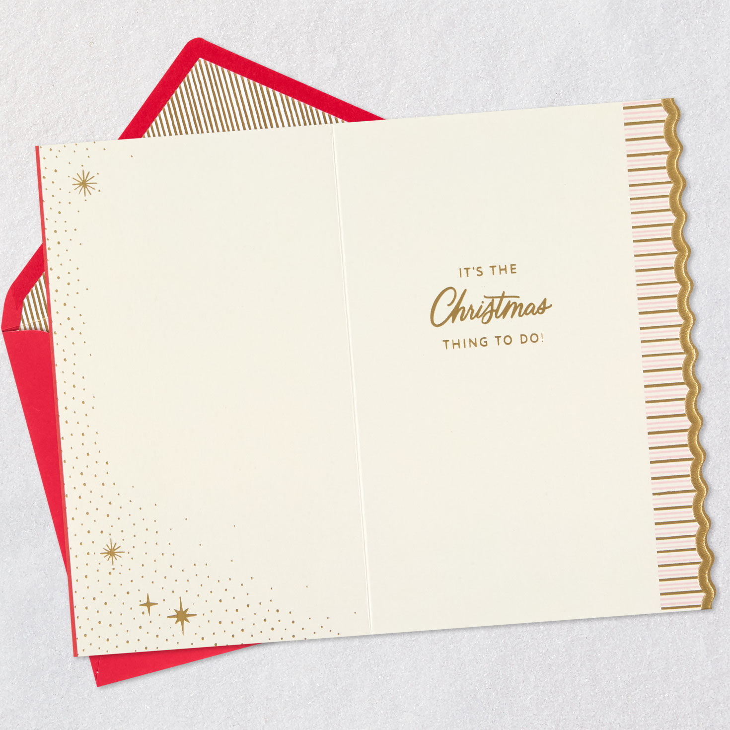 Elegant Pink Bow on Red Christmas Card Open card with envelope image number 3