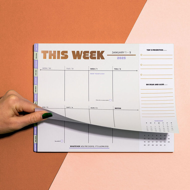 Knock Knock 2025 Weekly Desktop Calendar With Tabs, , large image number 4