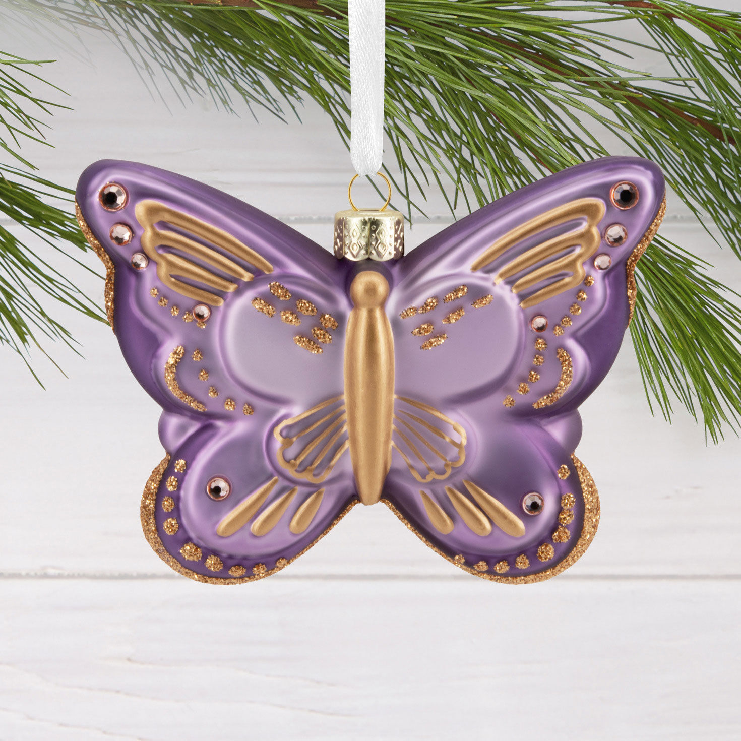 Signature Butterfly Glass Hallmark Ornament, , large image number 2