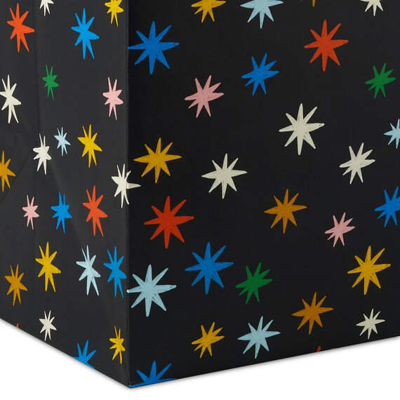 15" Colorful Stars on Black Extra-Deep Gift Bag, , large image number 5