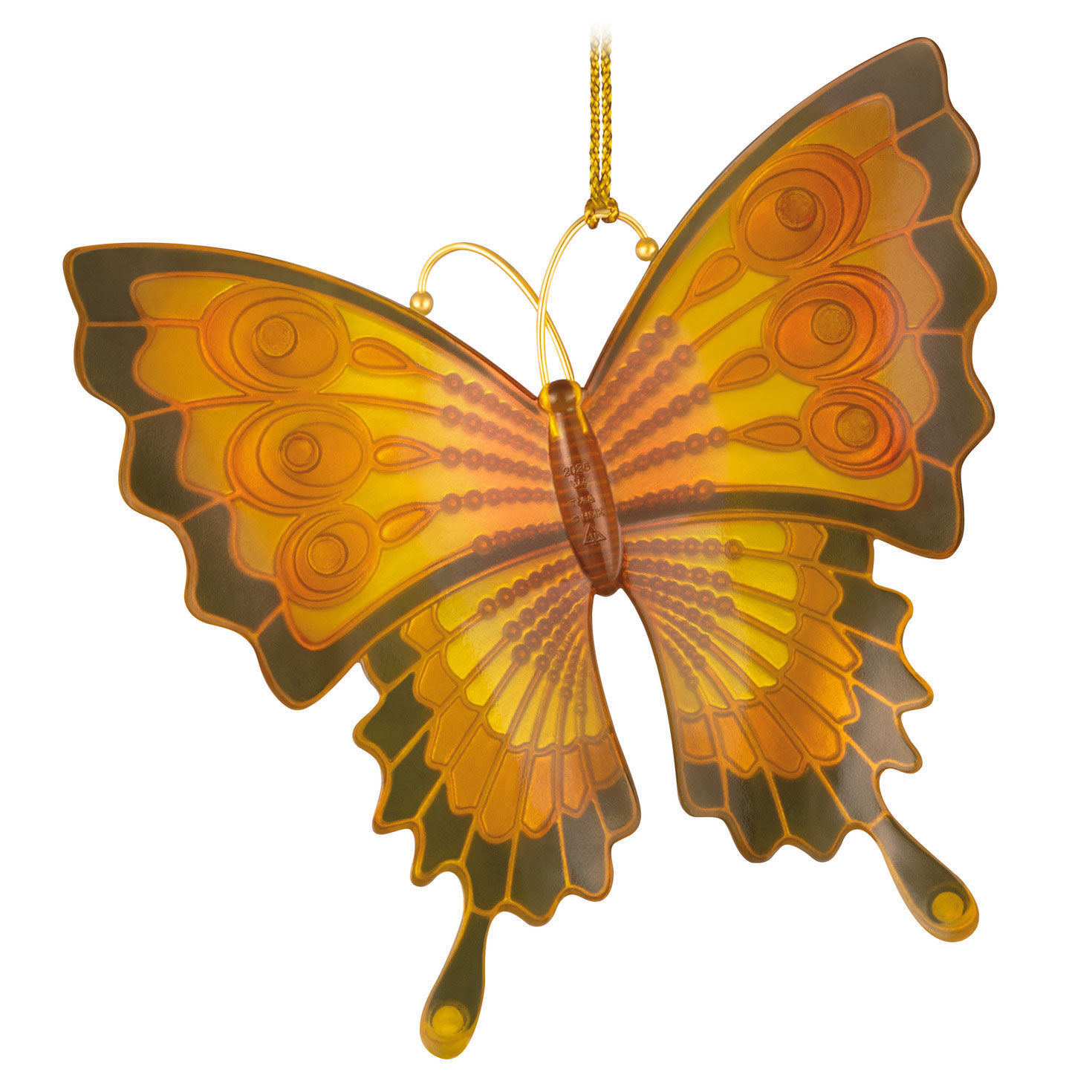 Gold Red Black Butterfly Keepsake Ornament back image number 6