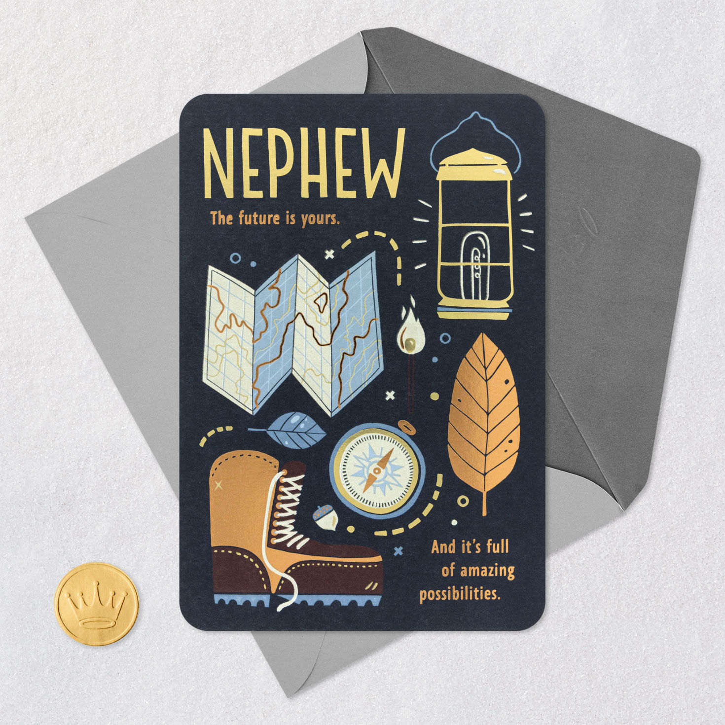 Map, Compass and Lantern Graduation Card for Nephew Card Front with Envelope and Gold Seal image number 5