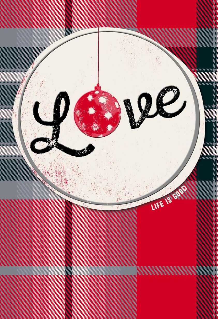 Life is Good® Love Ornament on Plaid Christmas Card