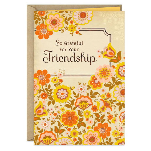 Grateful for Your Friendship Flowers Thanksgiving Card, 
