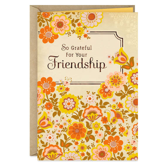 Grateful for Your Friendship Flowers Thanksgiving Card