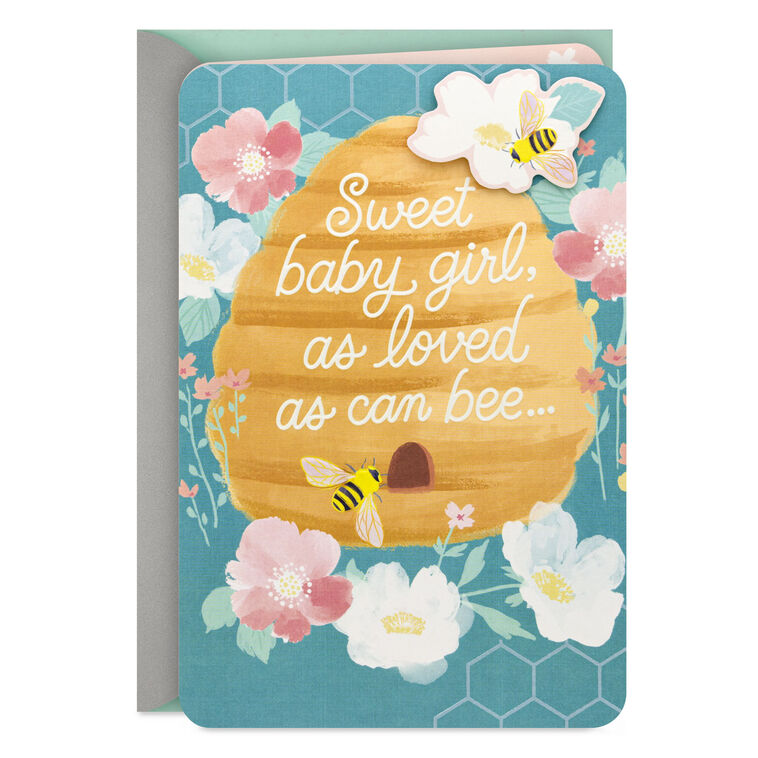 New Little Honey Loved as Can Bee New Baby Girl Card