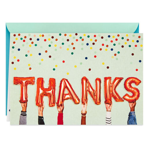 Thanks for the Helping Hand Balloons Thank-You Card, 