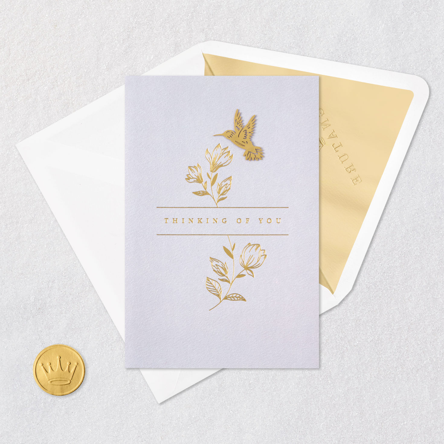 Gold Hummingbird Thinking of You Card Card Front Detail image number 5