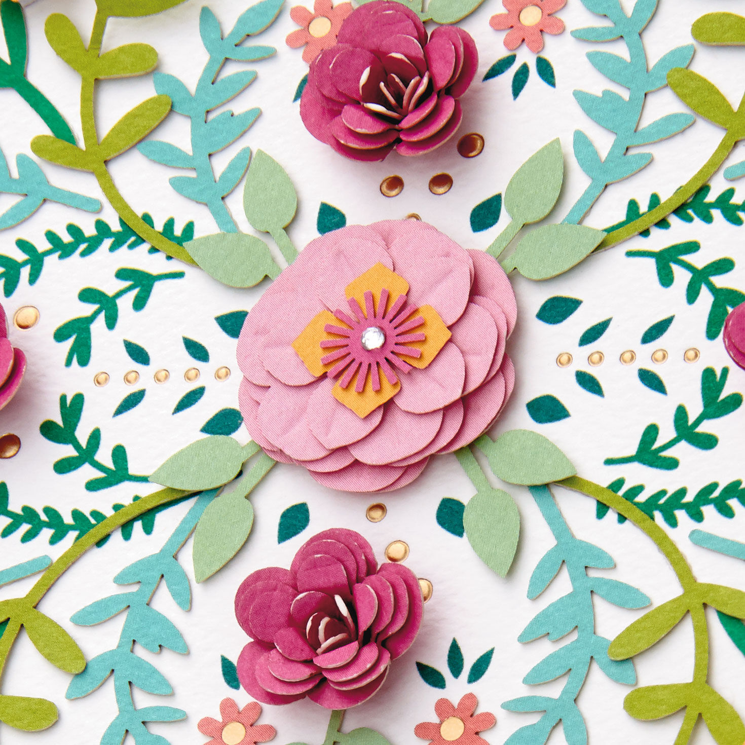 Bright Die-Cut Flower Garden Blank Card Card Front Detail image number 3