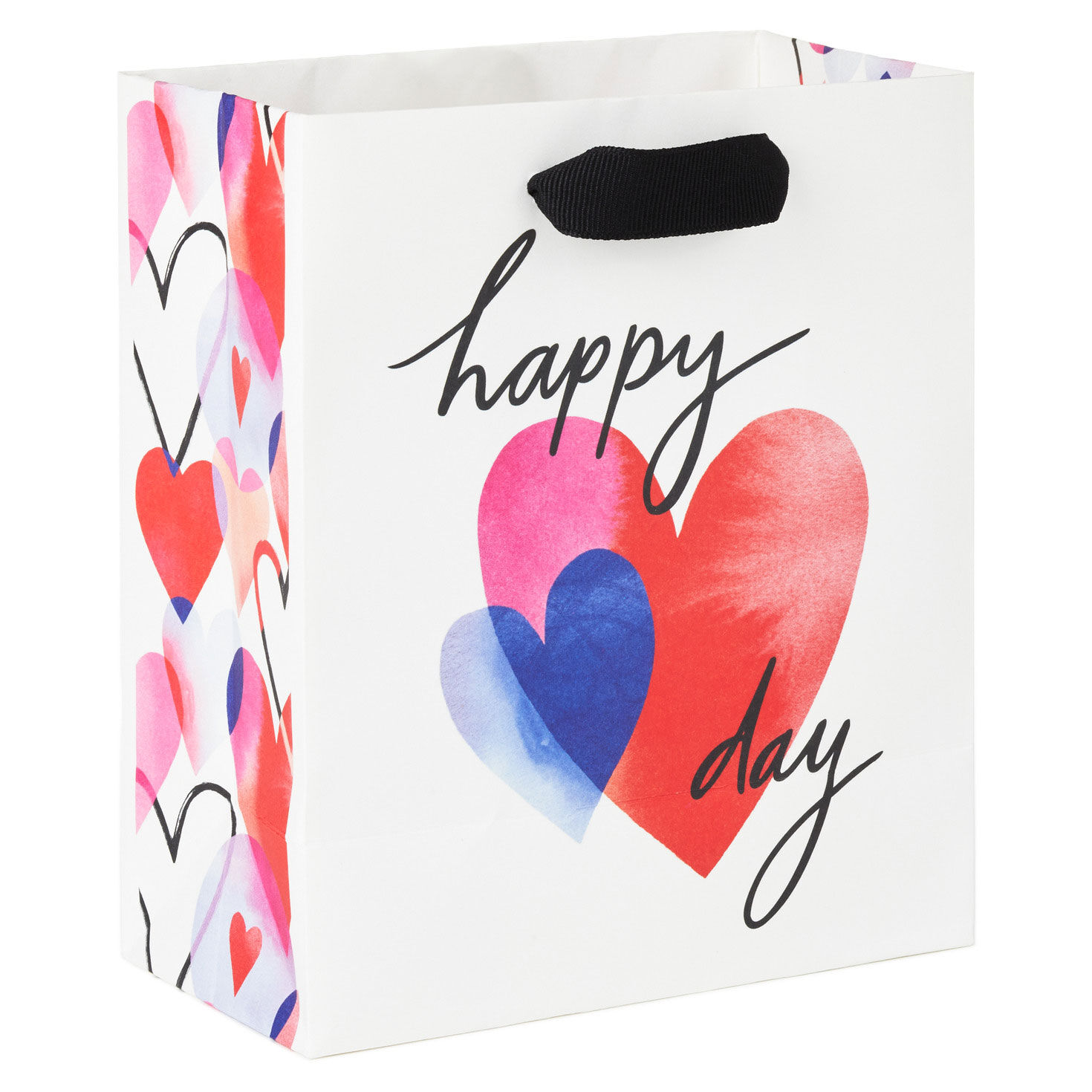 6.5" Watercolor Hearts on White Small Valentine's Day Gift Bag, , large image number 6