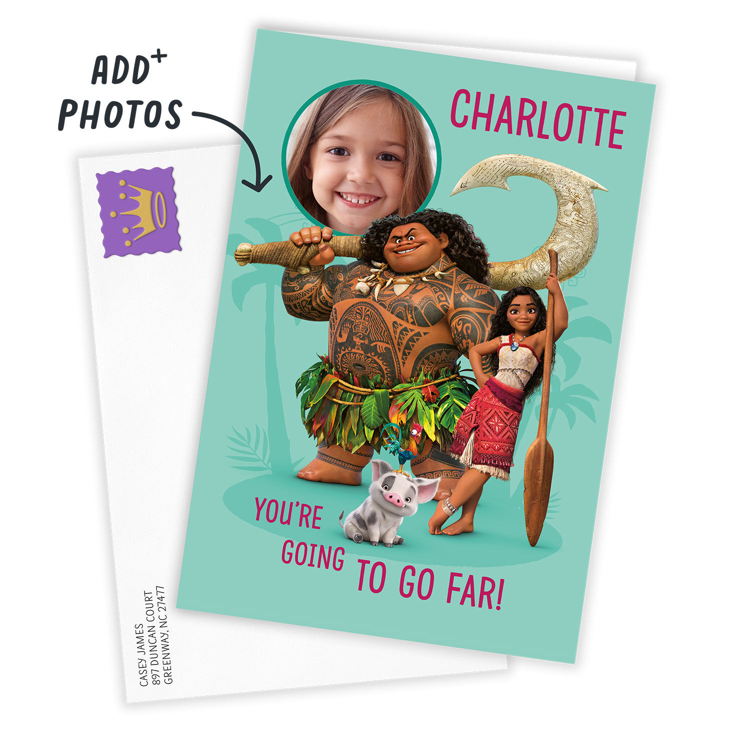 Disney Moana and Maui You'll Go Far Custom Birthday Card, , large image number 2