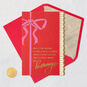 Elegant Pink Bow on Red Christmas Card Card Front with Envelope and Gold Seal image number 6