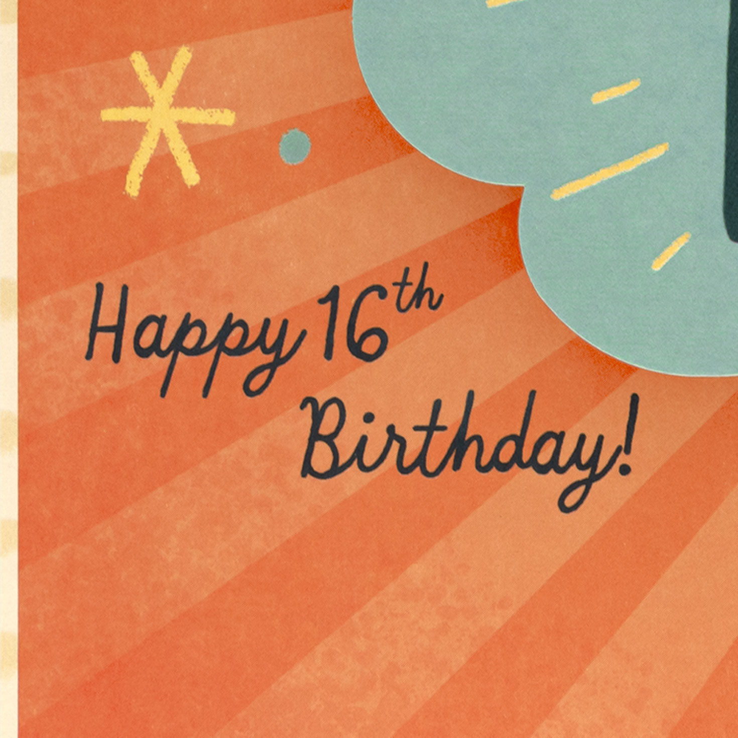 Stripe and Rays Sign 16th Birthday Card Sentiment image number 2