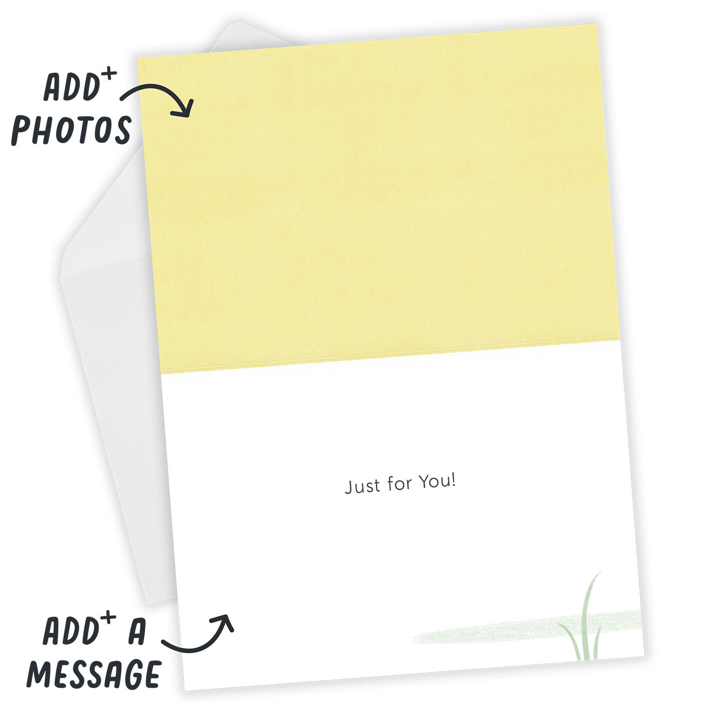 Snail Mailbox Personalized Thinking of You Card Open Card with Envelope indicating personalization image number 3