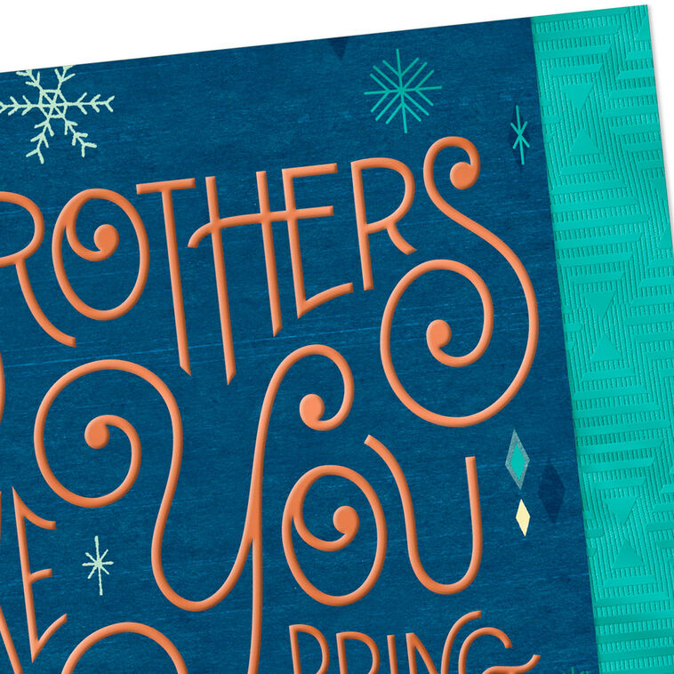 Gold, Blue and Teal Snowflakes Brother Christmas Card Card Front Detail image number 5