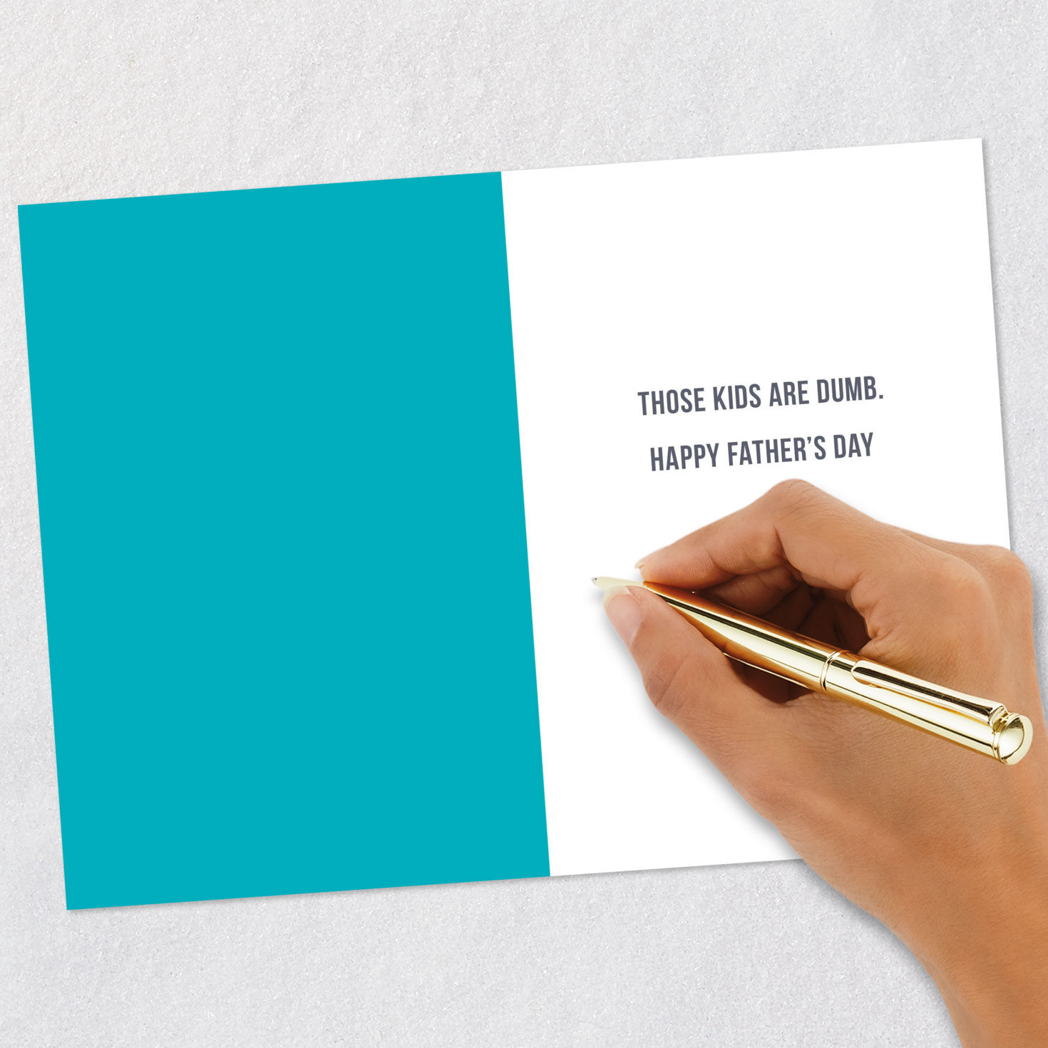 Teal and White Letters Father's Day Card Signing card image number 6