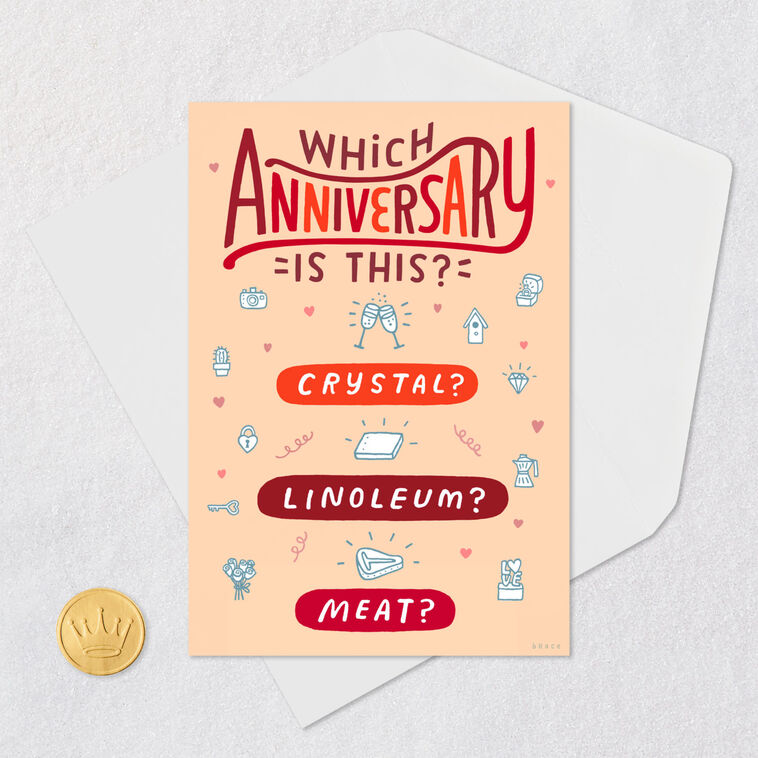 Gift Ideas Funny Anniversary Card Card Front with Envelope and Gold Seal image number 5