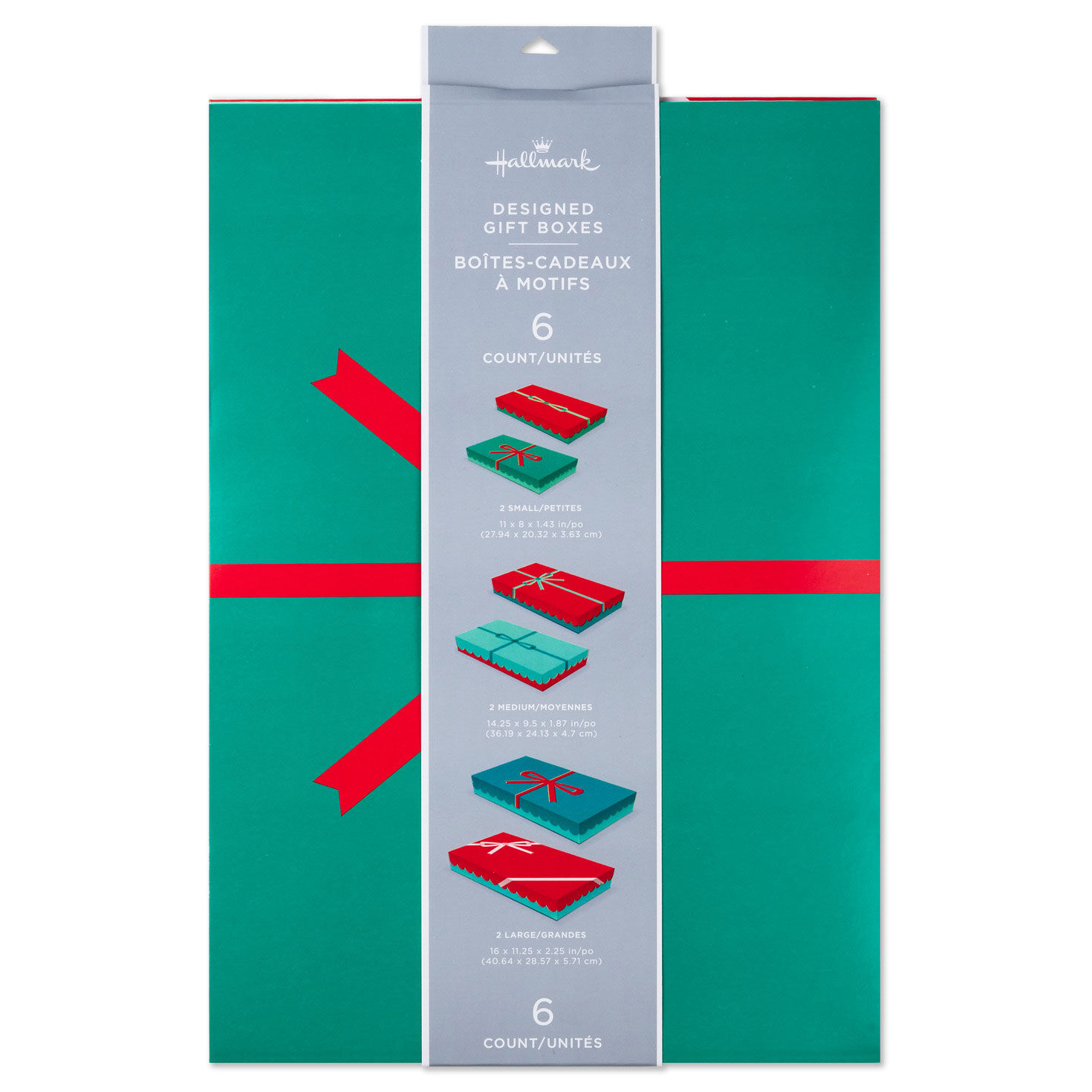 Scalloped Red and Green with Bows Holiday Gift Boxes package front image number 6