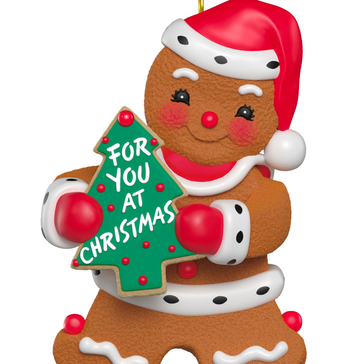 Gingerbread Boy With Tree Cookie Keepsake Ornament closeup view image number 5
