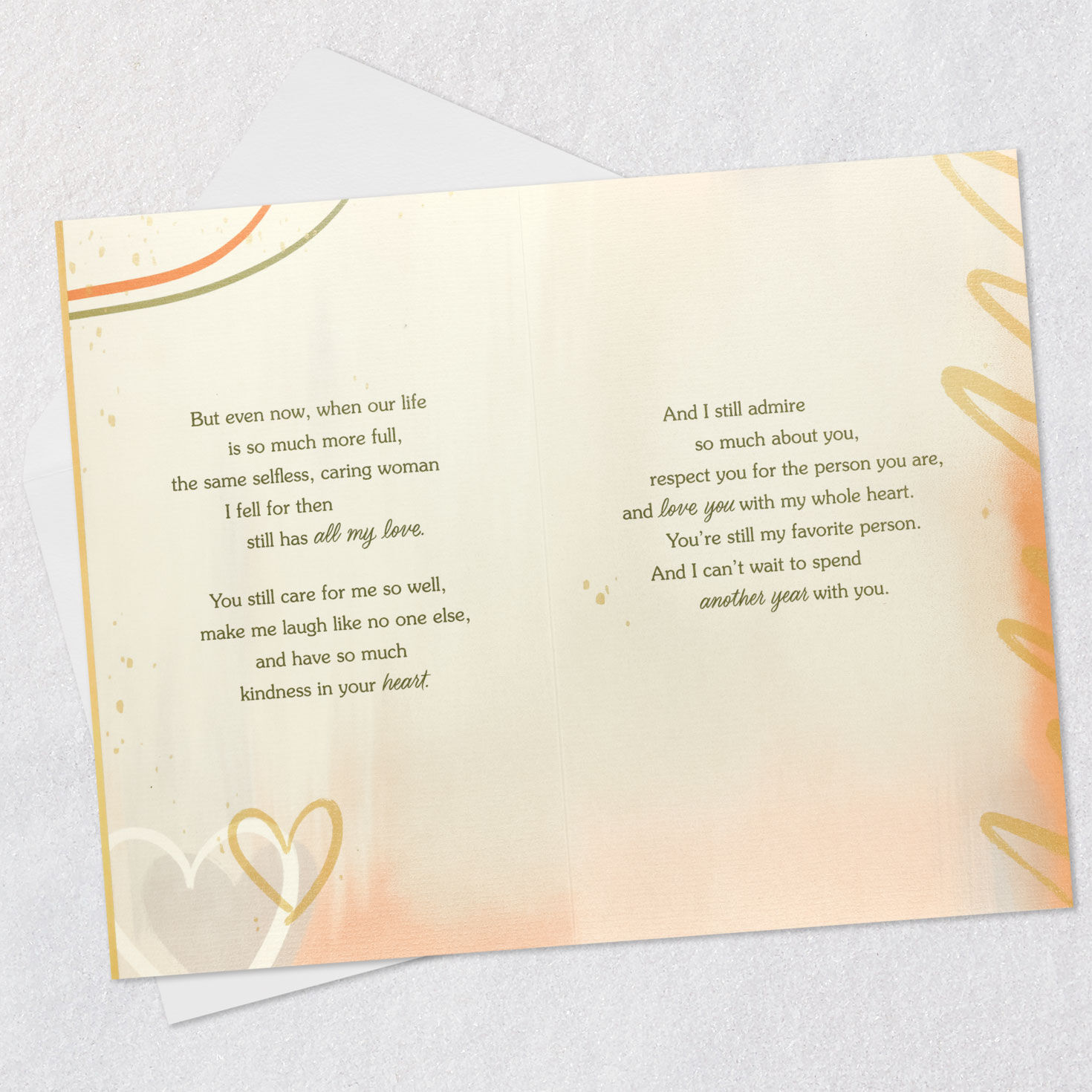 Abstract Hearts Wife Anniversary Card Open card with envelope image number 5