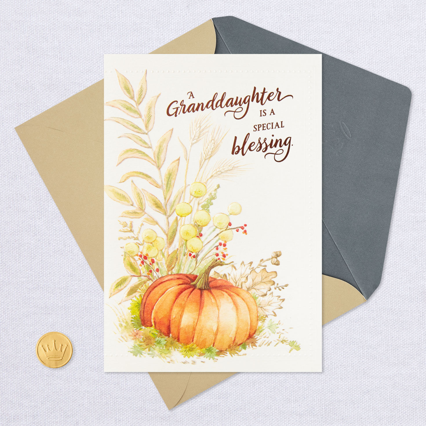 Pumpkin in a Field Thanksgiving Card for Granddaughter for only USD 3.99 | Hallmark