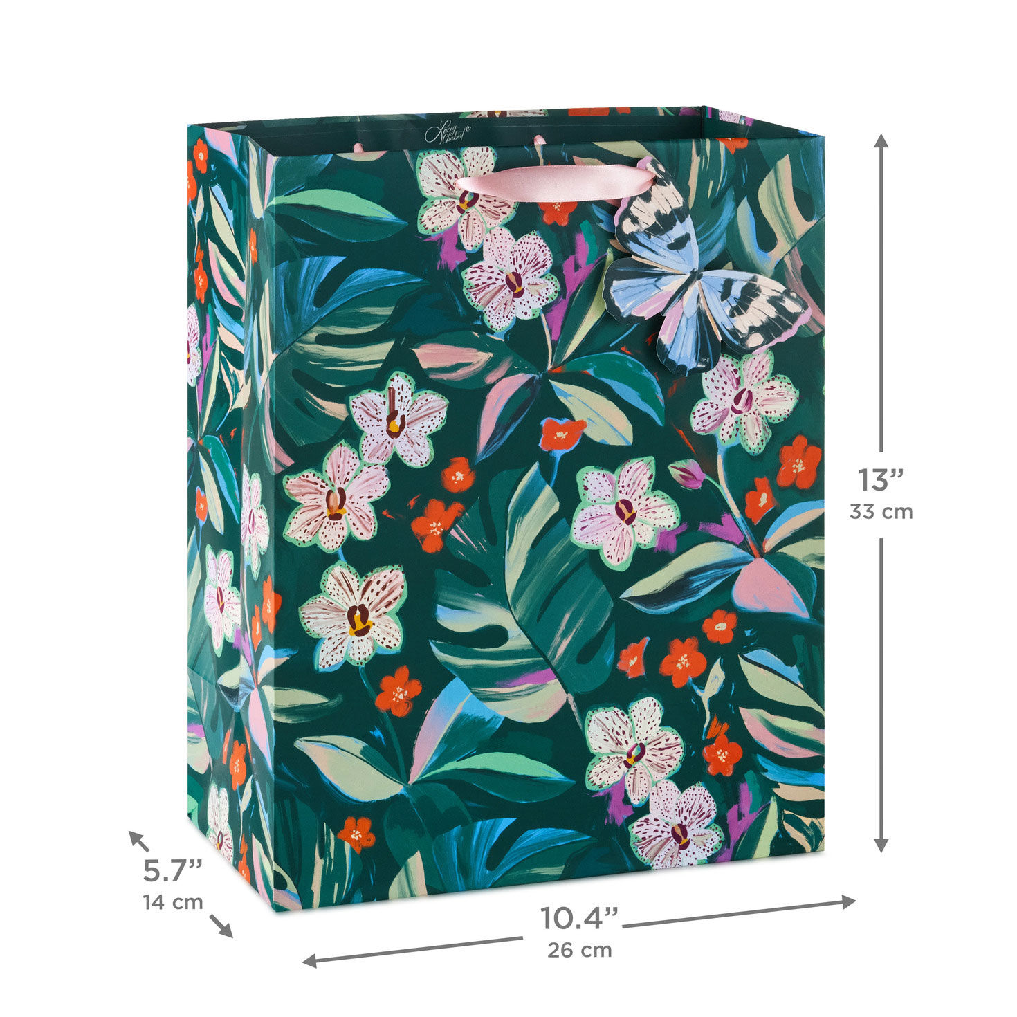 Orange and Speckled Flowers Large Gift Bag measurement image number 3